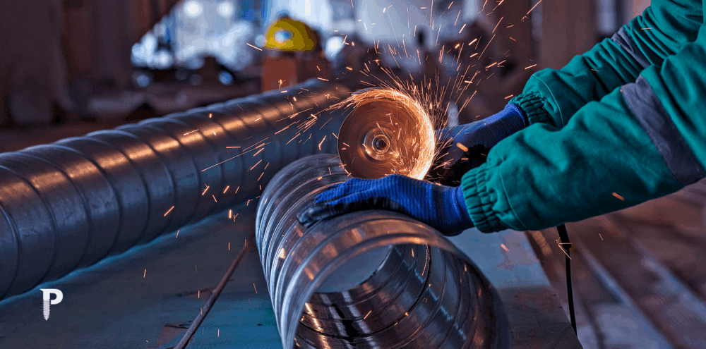 Homem segurando discos de corte com segurança e eficiência